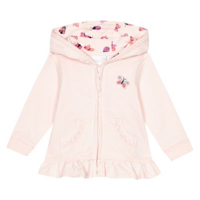 bluezoo Baby girls' pink butterfly applique hoodie